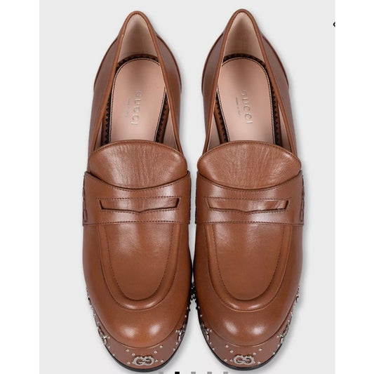 Gucci Brown Leather Sculptural Heel Pumps - Size 38.5 Pre-owned