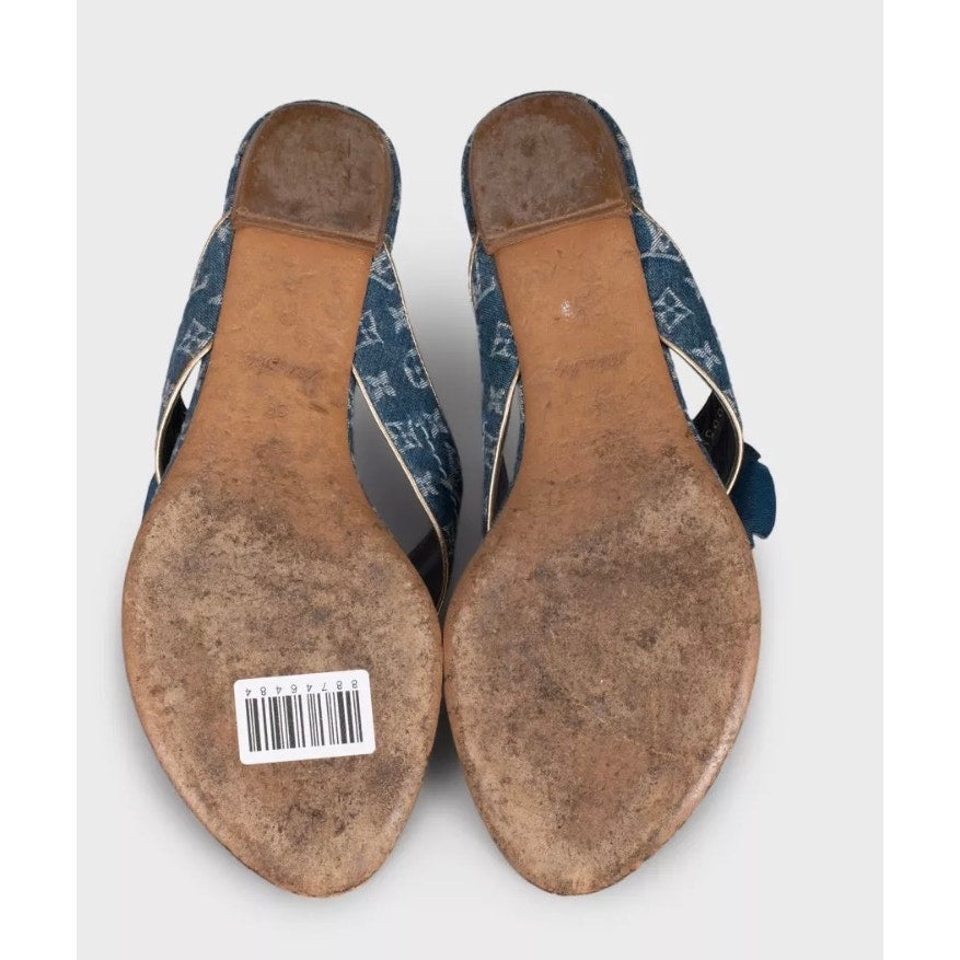 Louis Vuitton Denim Monogram Flip-Flops – Size 39 Pre-owned