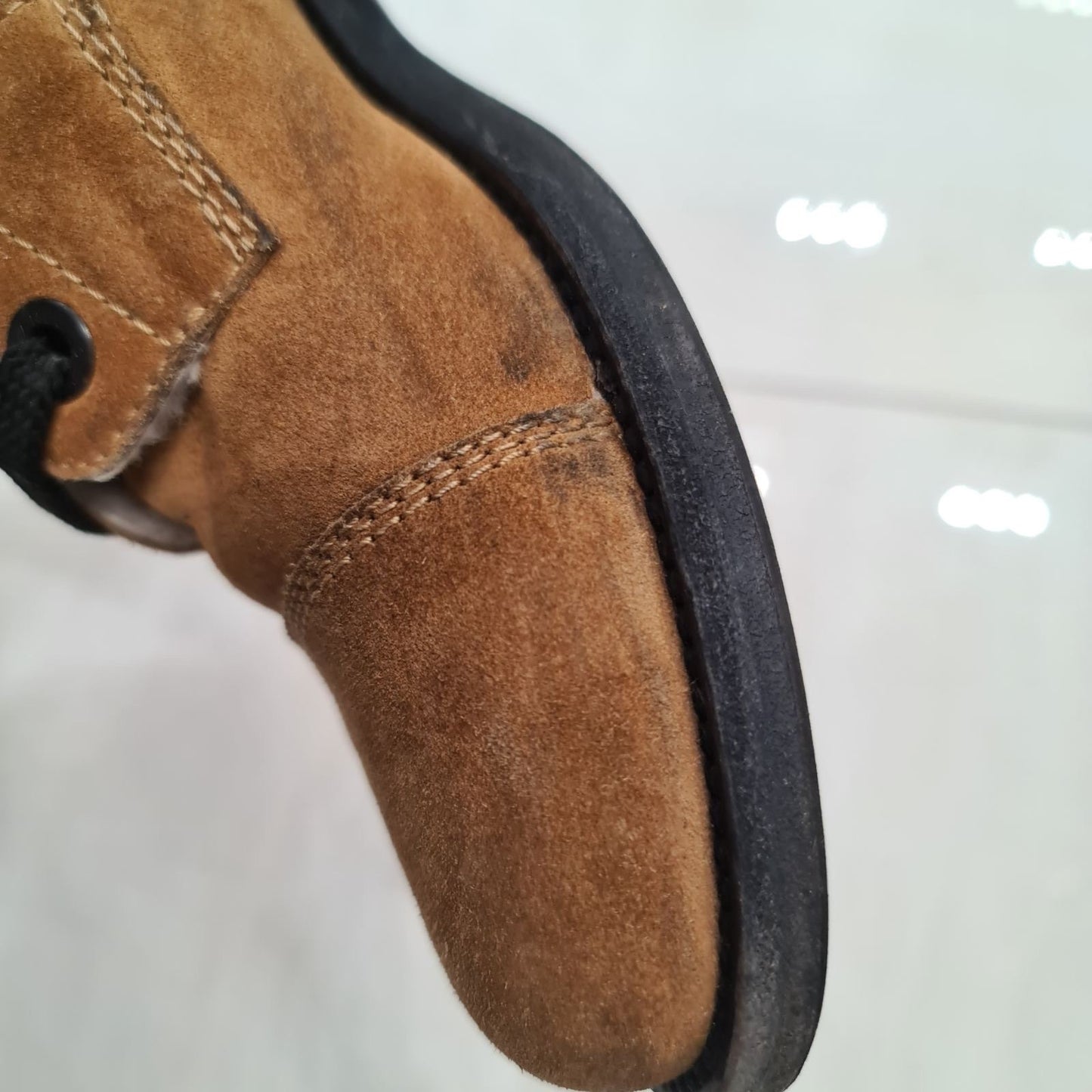 CHANEL 2012 Brown Suede Mid-Calf Combat Boots Size 38.5 pre-owned