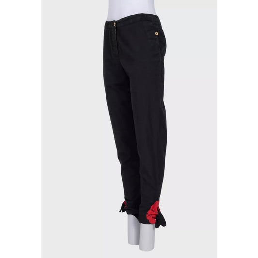 YSL Vintage Black Cotton-Silk Trousers Sz. 38 Pre-owned