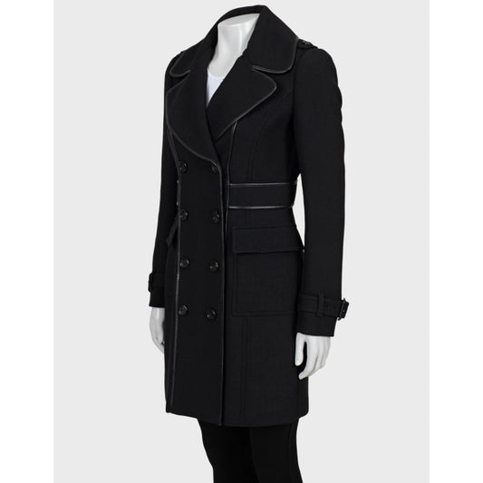 Burberry Black Double-Breasted Wool Blend Coat - UK8/S Pre-owned