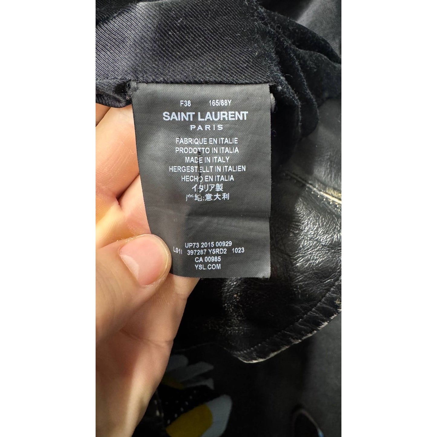 Saint Laurent Distressed Black Leather Jacket - Size 38/M Pre-owned