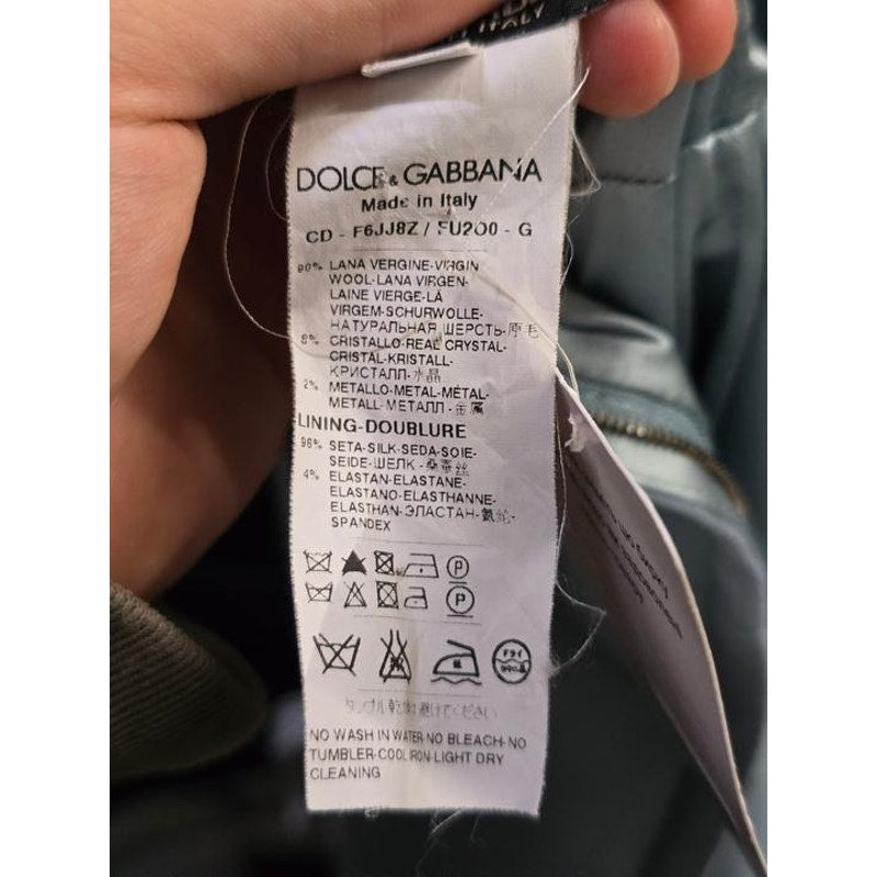 Dolce & Gabbana Blue Wool Crystal Embellished Dress Sz.40 Pre-owned