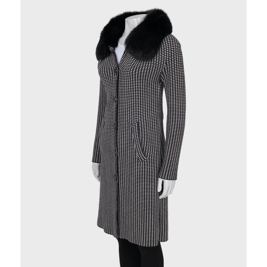 Christian Dior Black & White Wool Coat Sz. S Pre-owned