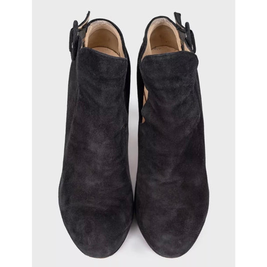 Christian Louboutin Black Suede Cutout Ankle Boots Sz. 38 Pre-owned