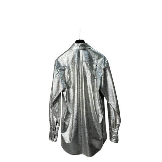 David Koma Silver Leather Shirt Sz.6