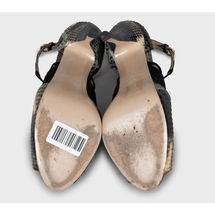 Valentino Snakeskin Print Lambskin Leather Stiletto Heels - Size 37