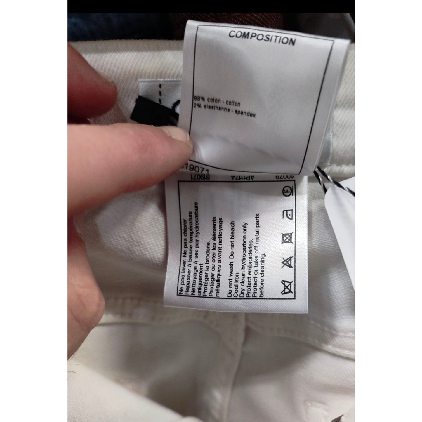 Chanel White Straight-Leg Jeans with Crystal Accents sz.42 Pre-owned