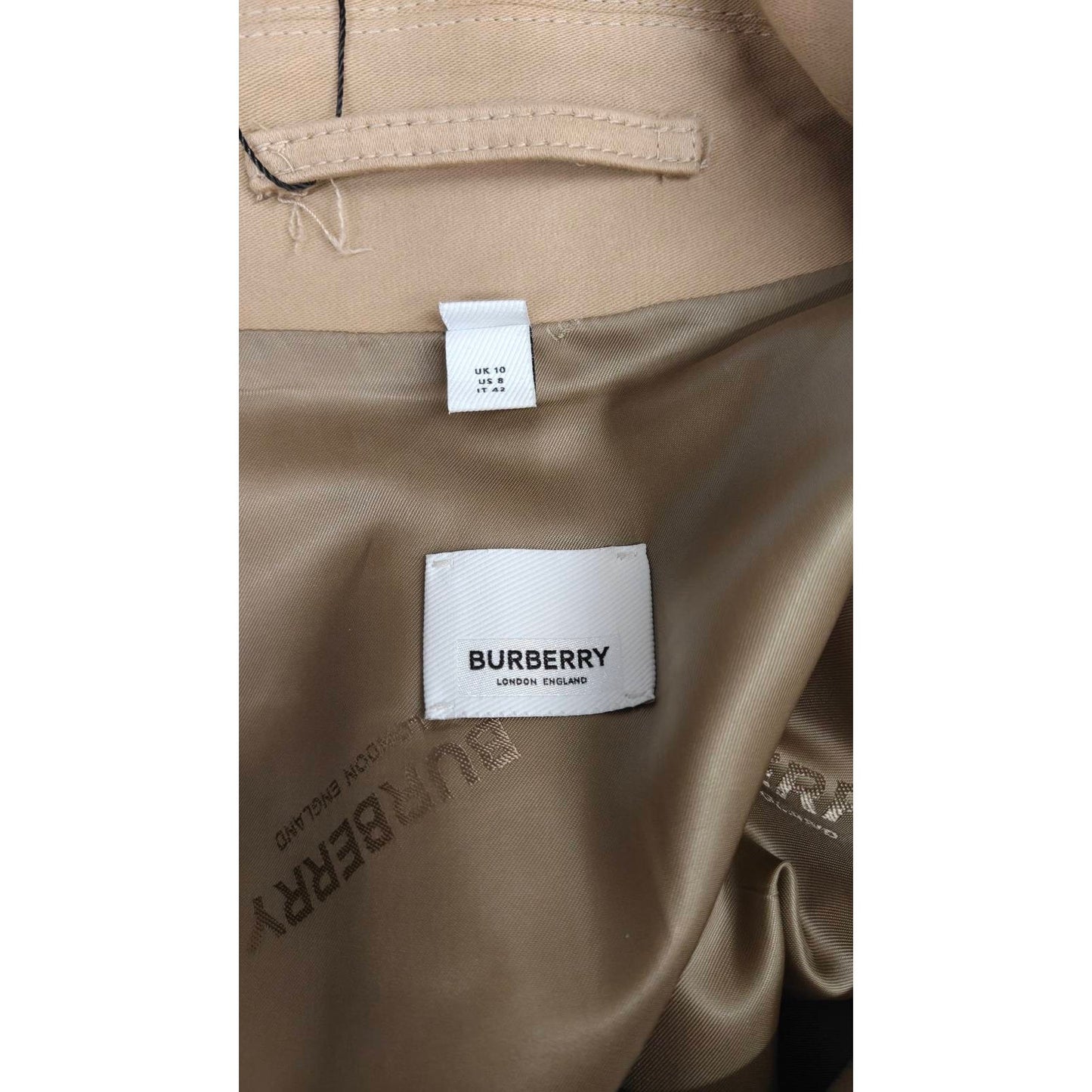 Burberry Beige Check-Trim Cotton Coat – Size UK10 / M Pre-owned