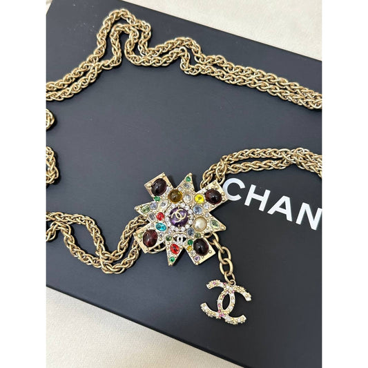 Chanel 11P Multicolor Maltese Cross Necklace - 2011 Collection Pre-owned