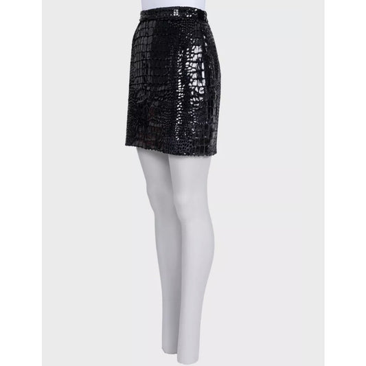 Saint Laurent Black Croc Mini Skirt - Size38 Pre=owned