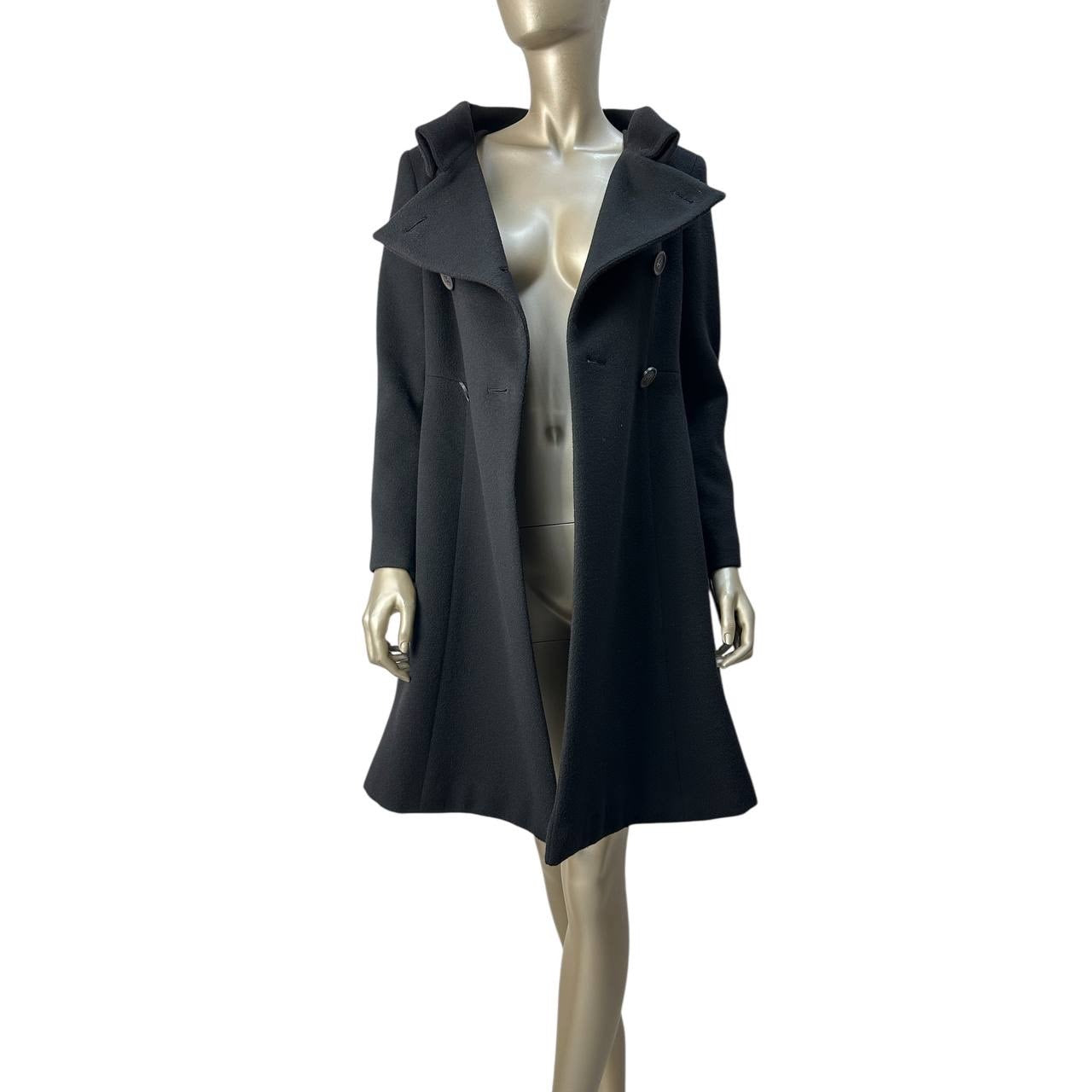 Chanel 2012 Black Wool Double Breasted Coat Sz.38 Pre-owned