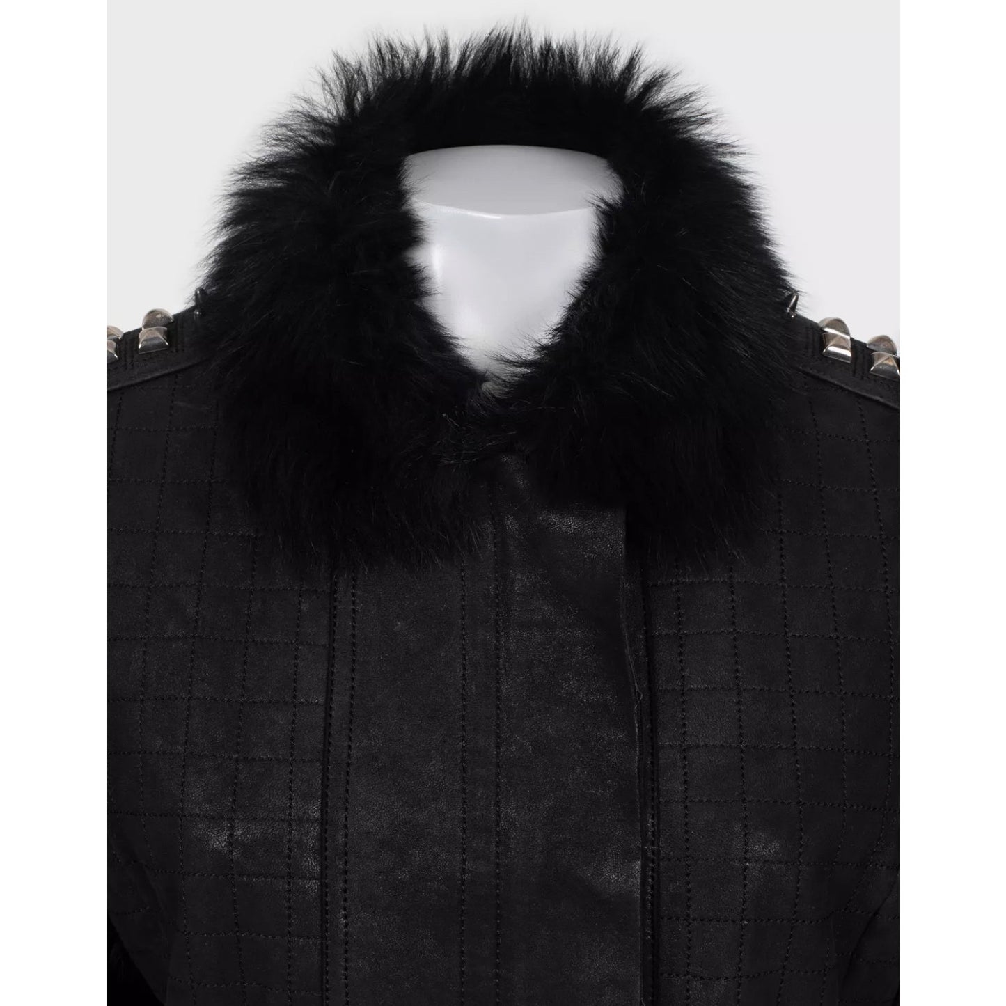 Roberto Cavalli Black Leather Fur Sleeves Jacket Sz.42/M Pre-owned
