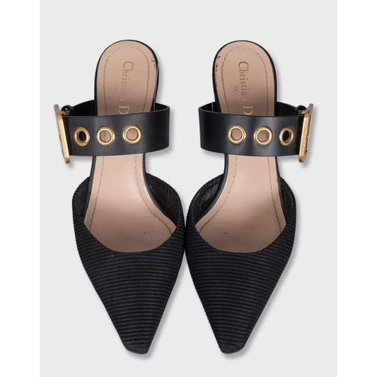 Christian Dior Black Pointed-Toe Mules - Size 39.5 Pre-owned