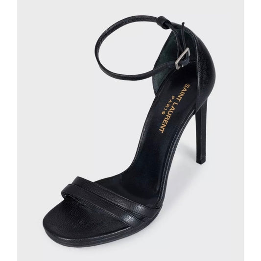 Saint Laurent Black Leather Tribute Heels Size 37 Pre-owned