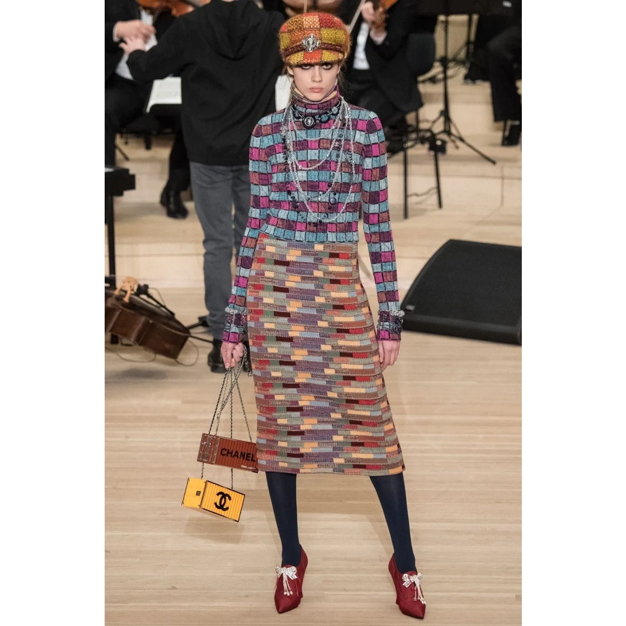 Chanel 2018 Paris-Hamburg Blue Striped Turtleneck Sweater Sz.38 Pre-owned