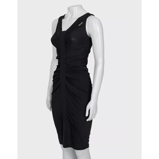 Galliano Black Draped Bodycon Mini Dress - Size XS Pre-owned