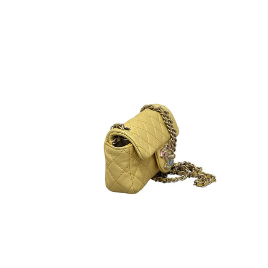 Chanel Iridescent Yellow Lambskin Extra Mini Jewel Flap Bag Pre-owned