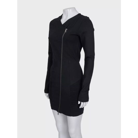 Balmain Pierre Black Fitted Dress Asymmetric Zip EU 38 M Pre-owned