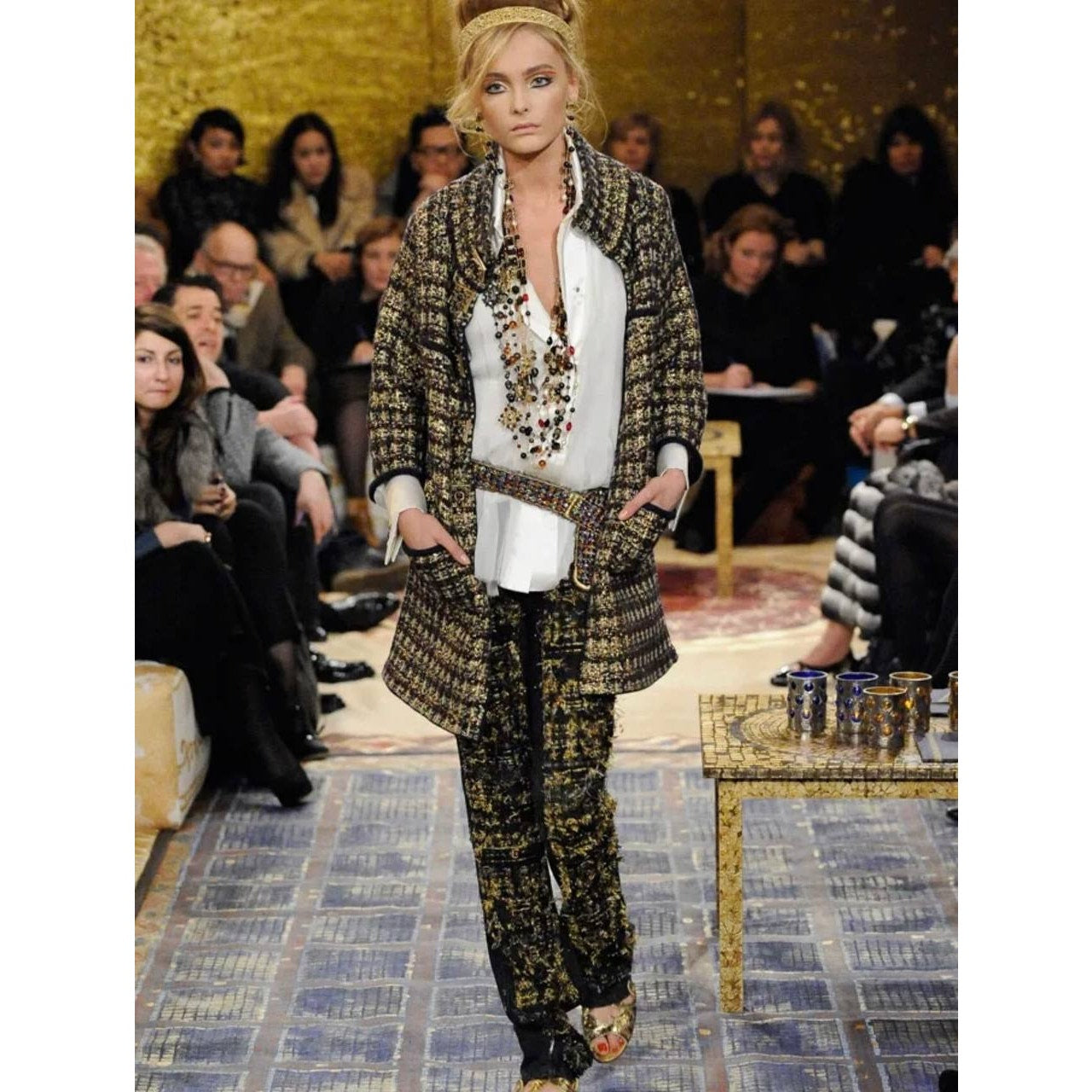 CHANEL 11A Paris-Byzance Metallic Tweed Coat FR 42 Pre-owned