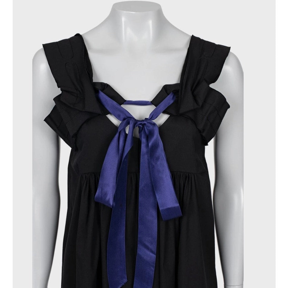 Miu Miu Chic Black Dress with Playful Purple Bow - Size 40/S Pre-owned