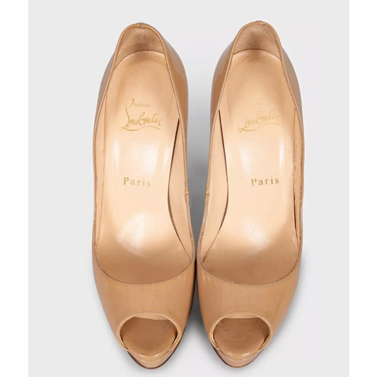 Christian Louboutin Beige Leather High Platform Pumps Sz.37 pre-owned