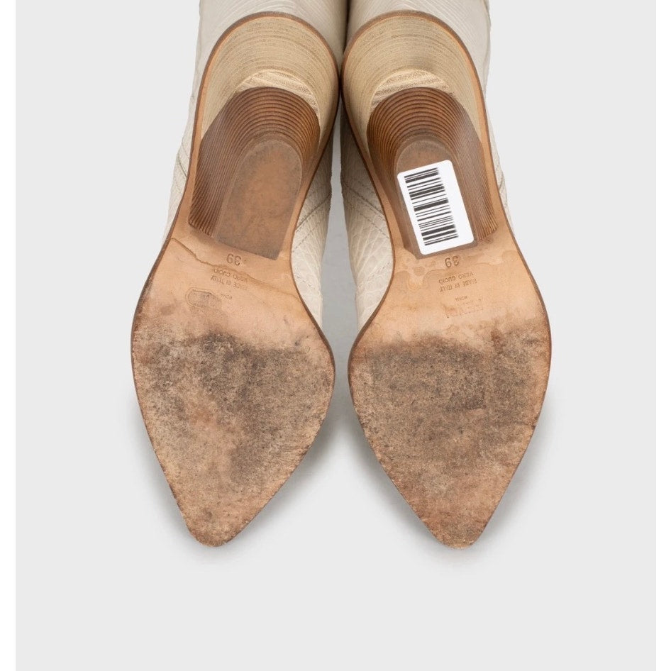 Fendi White Leather Asymmetrical Heel Boots - Size 39 Pre-owned