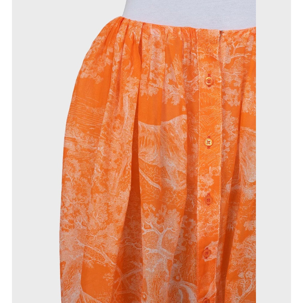 Christian Dior Orange Printed Voluminous Skirt  Sz.XS pre-owned