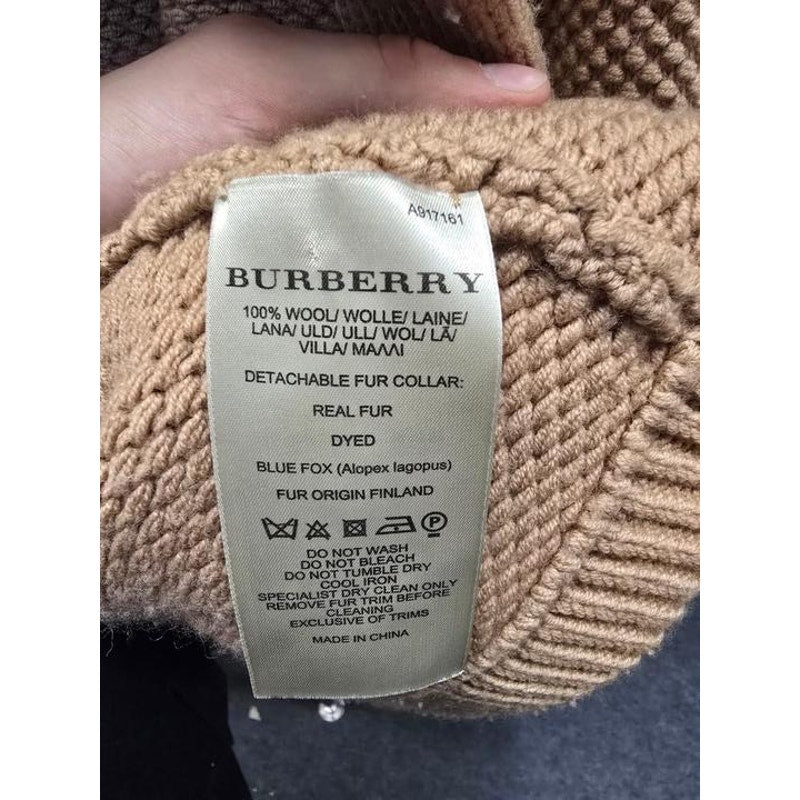 Burberry Brown Wool Cardigan with Detachable CollarSz.XS Pre-owned