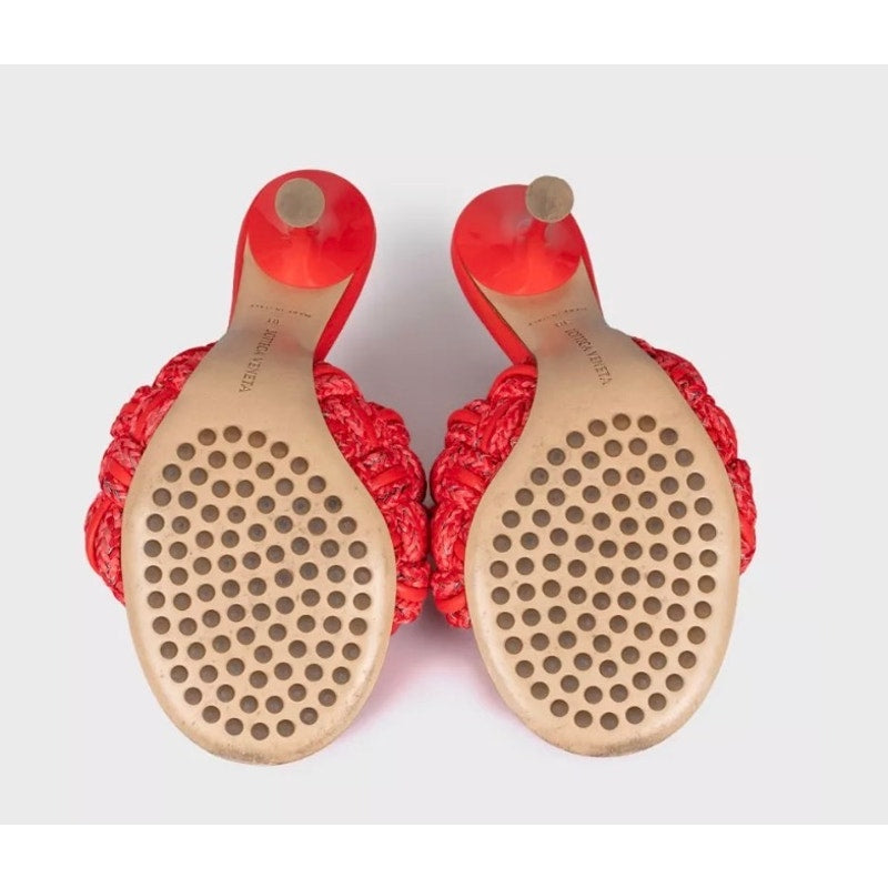 Bottega Veneta Red Mules with Chunky Woven Detail, Size 38 Pre-owned