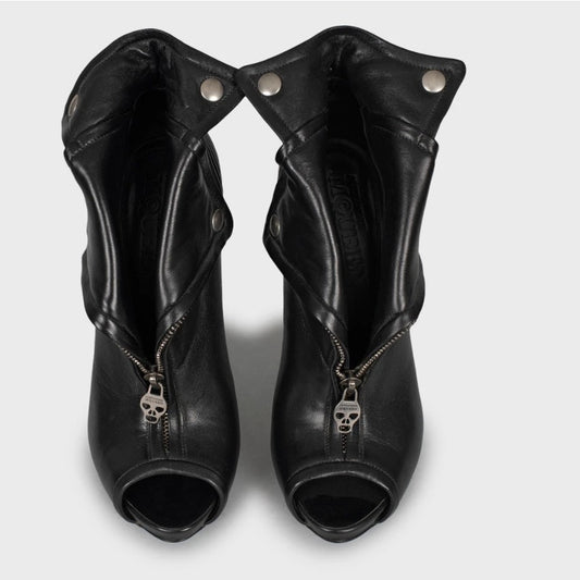 Alexander McQueen Black Leather Ankle Boots - Size 38 Pre-owned