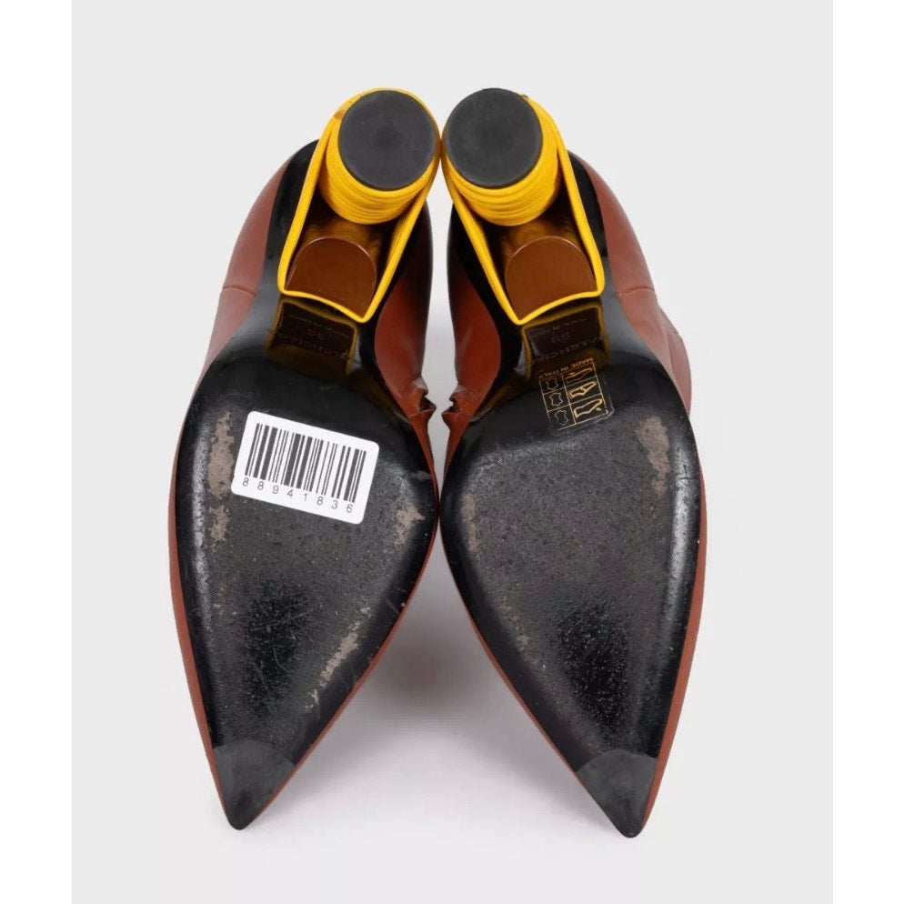 Balenciaga Brown Leather Pointed Toe Ankle Boots Size 39 Pre-owned