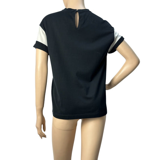 Brunello Cucinelli Black Satin Stripe Short Sleeve T-Shirt Sz.S Pre-owned