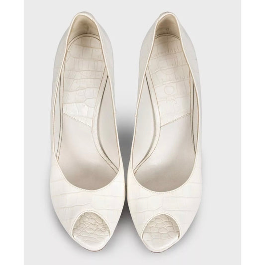 Christian Dior White Embossed Leather Stiletto Heels Sz.38.5 Pre-owned