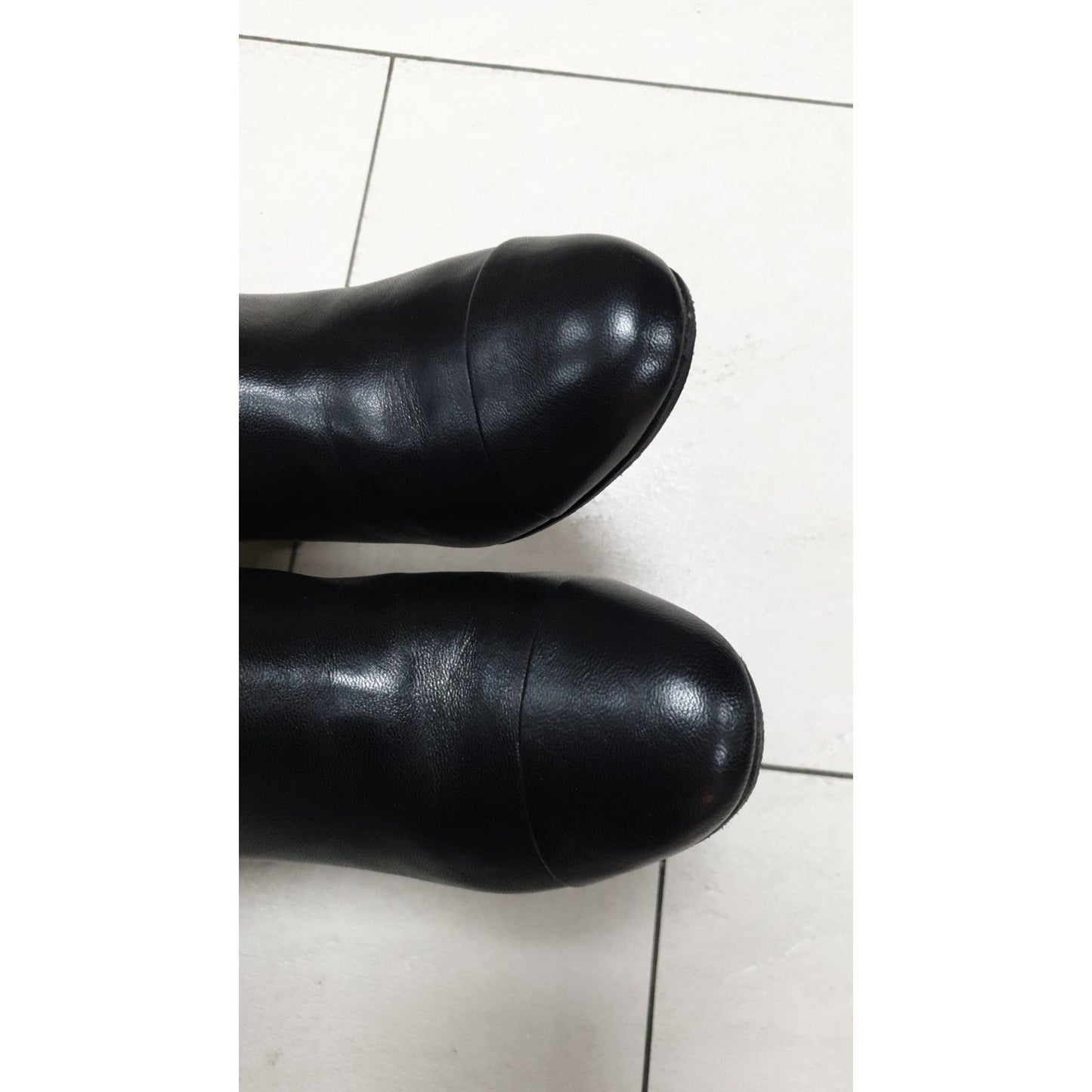 CHANEL Black Lambskin  Iconic Style Mid-Boots Sz.36 Pre-owned