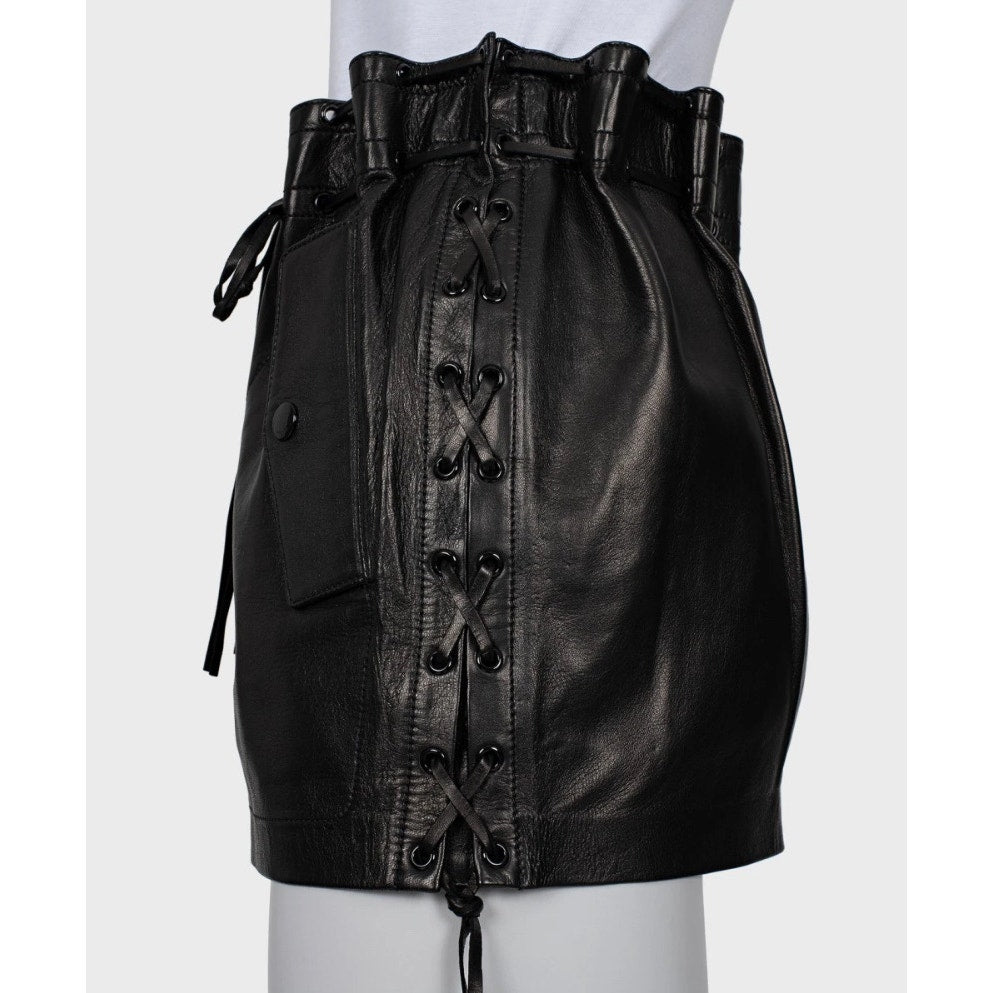 Saint Laurent Black Leather Mini Skirt - Size FR36 / S Pre-owned
