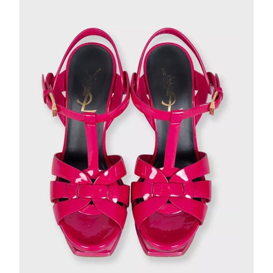 Saint Laurent Tribute Pink Patent Leather Sandals – Size 35 Pre-owned