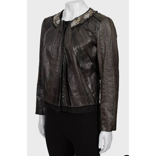 Roberto Cavalli Brown Snakeskin  Suede Jacket - Size 42 pre-owned