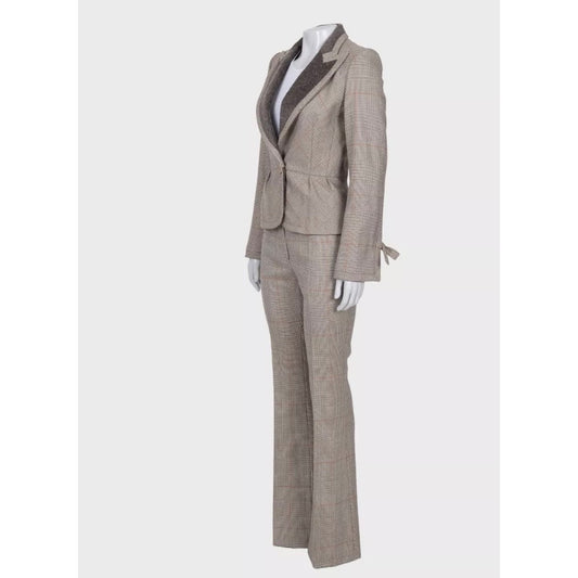 Gianfranco Ferre Chic Beige Wool Checked Suit - IT38/XS pre-owned