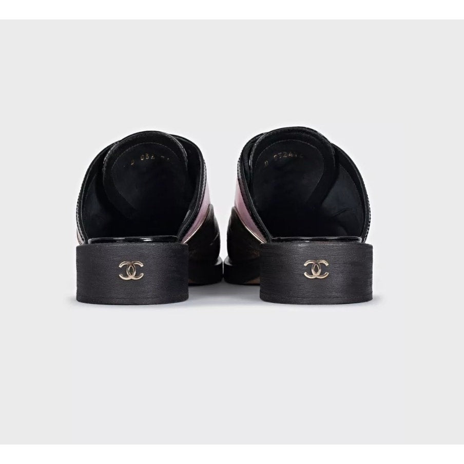 Chanel Tricolor Lace-Up Clogs Sz.38.5 Pre-owned