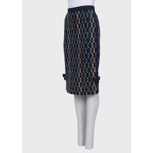 Louis Vuitton Blue Wool Midi Skirt Sz.36 Pre-owned