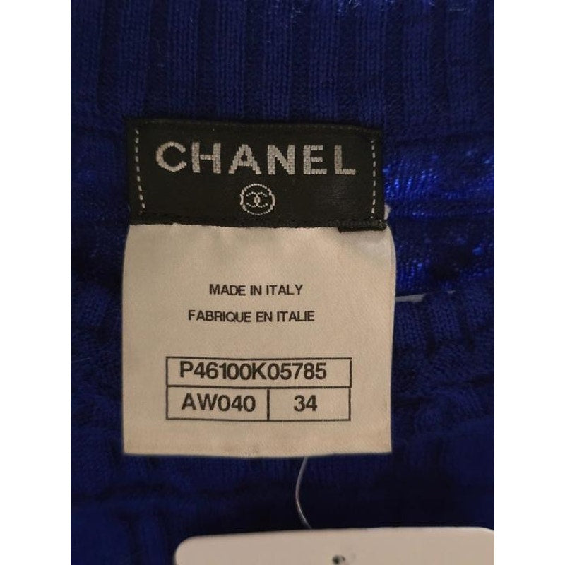 Chanel Blue Cashmere Blend Fitted Sweater Sz.34/XS Pre-owned
