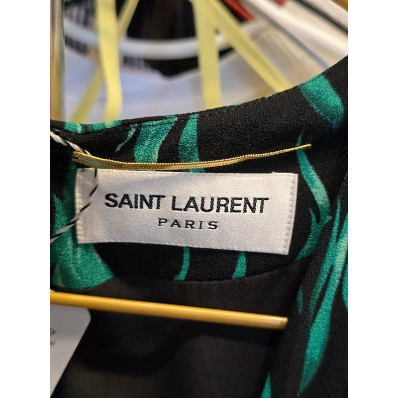 Saint Laurent Black V-Neck Fitted Dress Size S Pre-owned