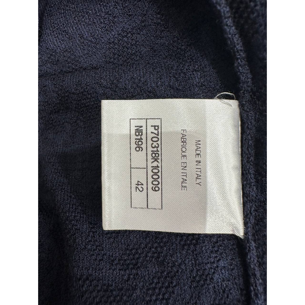NWT Chanel Navy Wool Blend Cardigan Dress Sz.42 Pre-owned