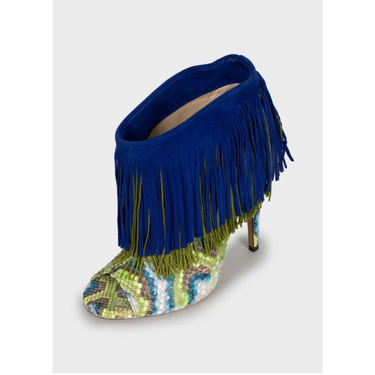 Jimmy Choo Snakeskin Fringe Ankle Boots - Size 40 Pre-owned