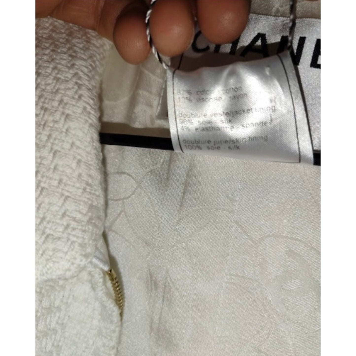 Chanel White Cotton Blend Skirt Suit - Size38/ M Pre-owned