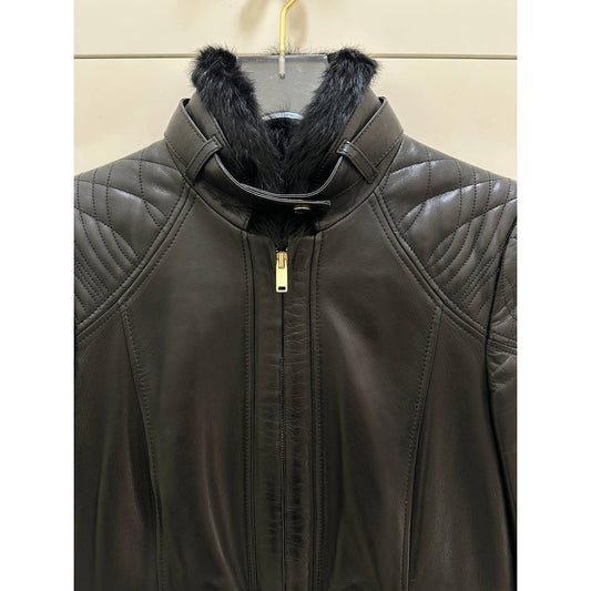 Gucci Black Quilted Leather Jacket Sz 40 Pre-owned