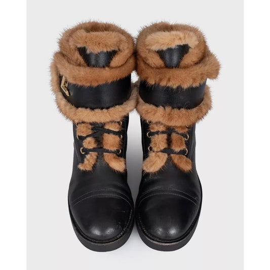 Louis Vuitton Wonderland Black Leather Boots - Size 39 Pre-owned