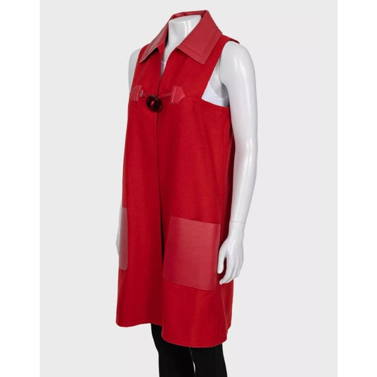 NWOT Fendi Red Virgin Wool & Leather Vest - IT42/M Pre-owned