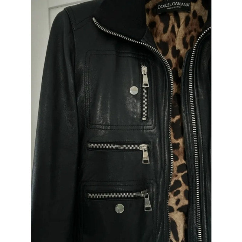 Dolce & Gabbana Black Leather Jacket - IT38 / XS pre-owned